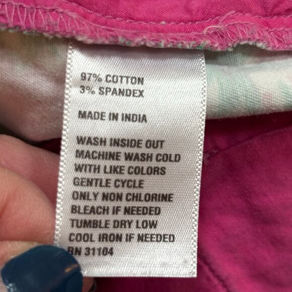 Crown & Ivy cotton stretch Shelby shorts sz 8 pink & green scalloped hem pockets - Picture 6 of 8